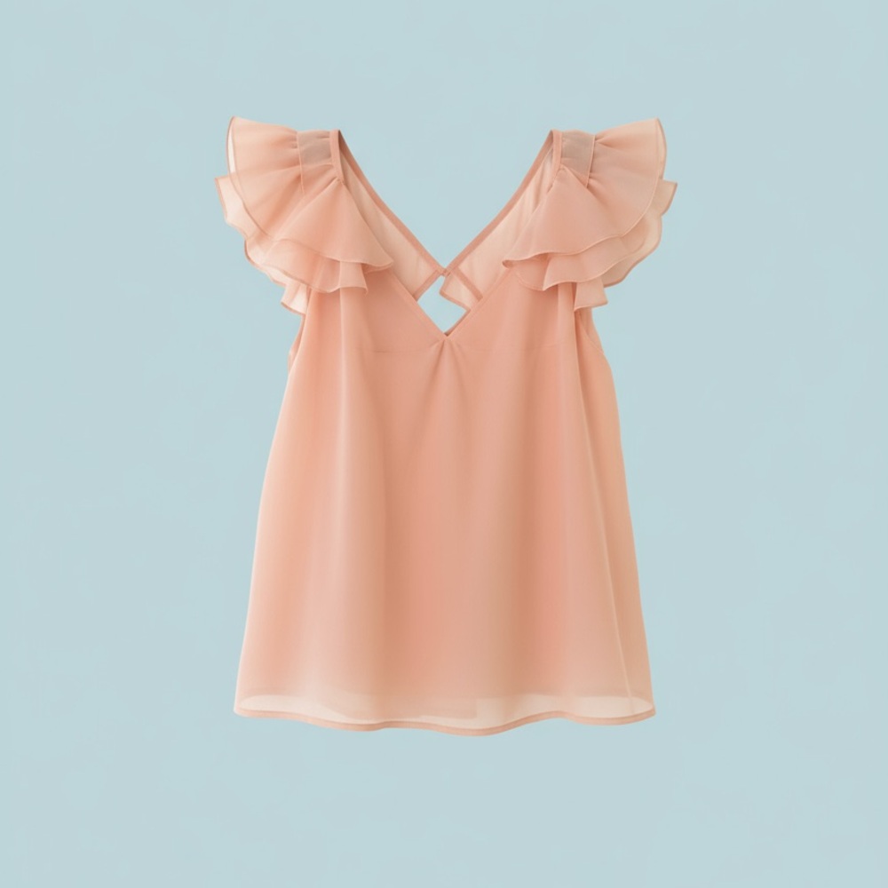 Flutter sleeve light weight summer top, Orange size Small